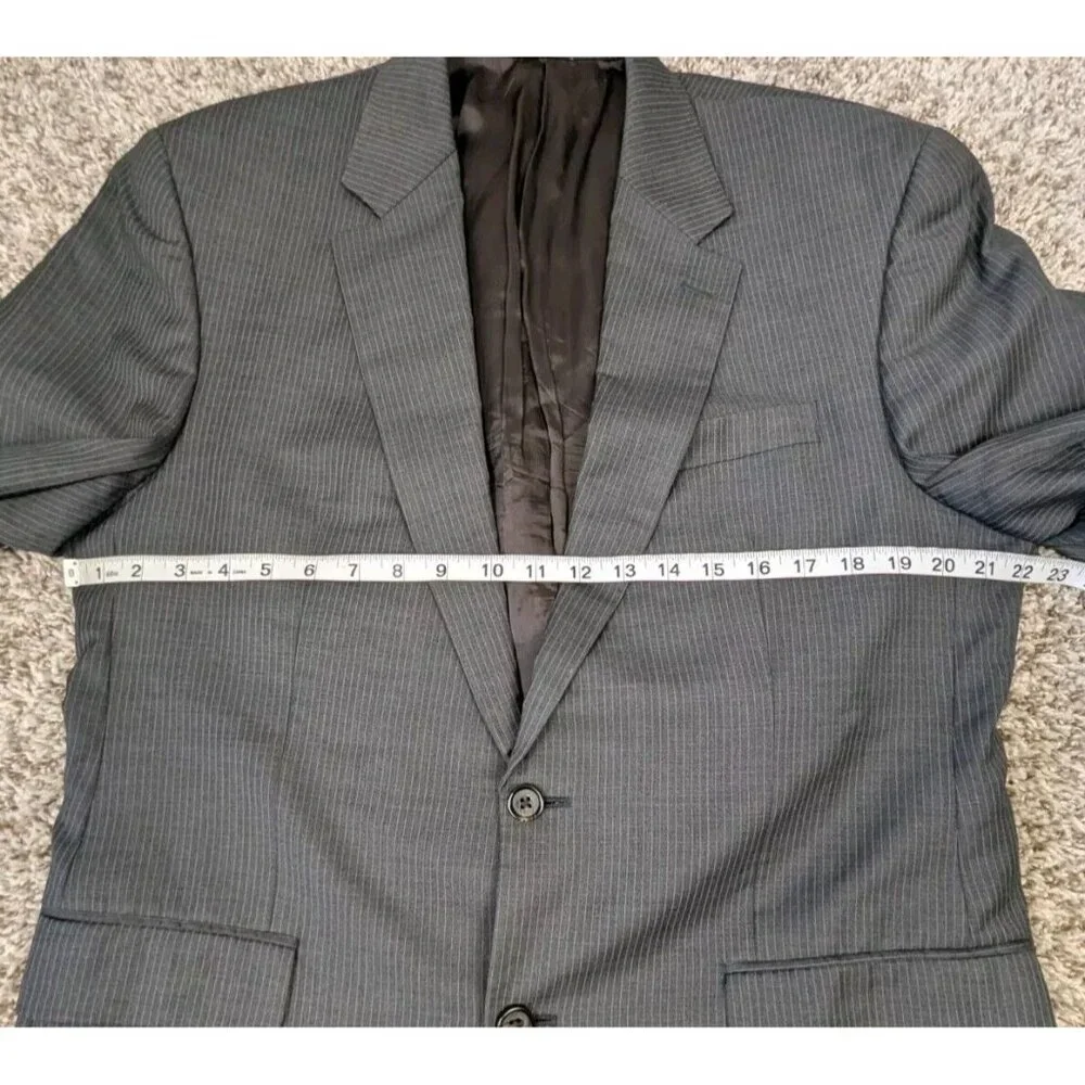 Ralph Ralph Lauren Blazer Mens 42L Wool Jacket Sport Coat Grey Stripe FLAWED